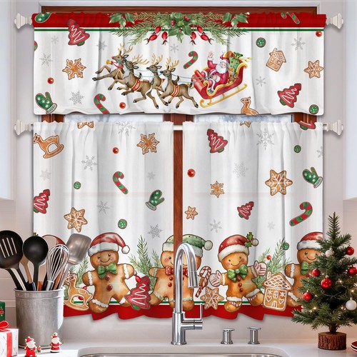 Christmas kitchen curtains - kitchen,