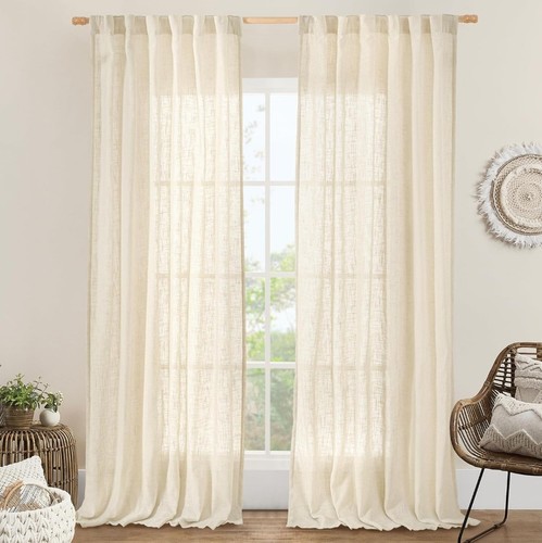 Lamit beige linen - linen, 90"