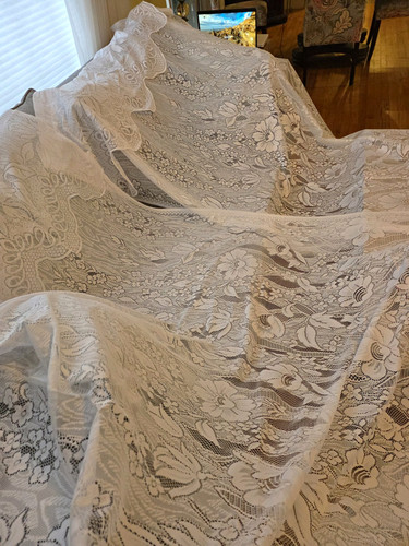 Vintage pair white lace floral - vintage,