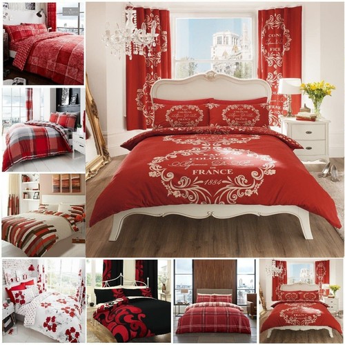 Luxury printed red duvet - red,