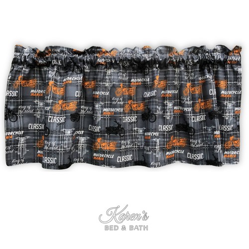 Motorcycle valance plaid biker - valance,